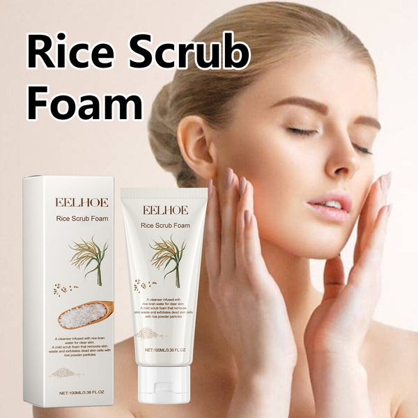Rice Scrub Foam, Deeply Clean Firming Pores Repair Facial Dull Skin Shine White Face