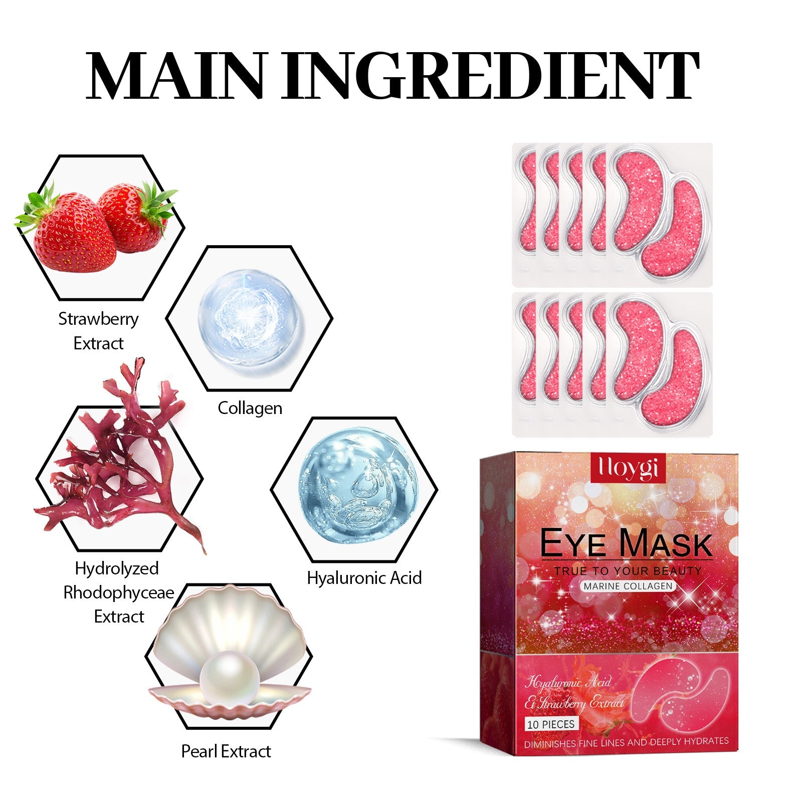Strawberry Gel Patch Reduces Fine Lines Under Eyes, Bags Under Eyes, Dark Circles, Firming Eyes, Anti-Wrinkle Moisturizing Eye Patch