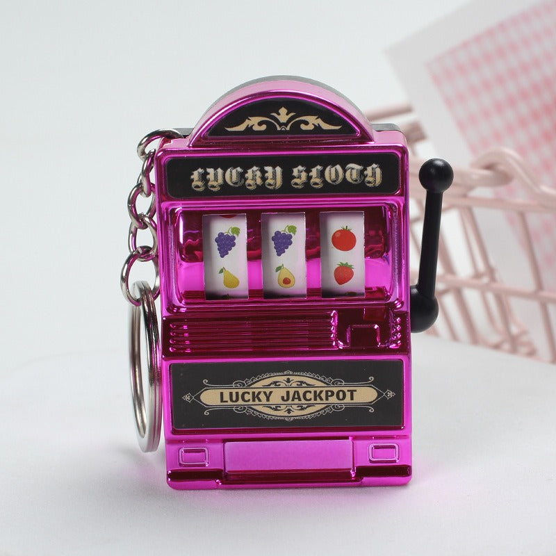 Mini fruit machine keychain pendant spinning machine game slot machine slot machine small toy lucky draw decoration