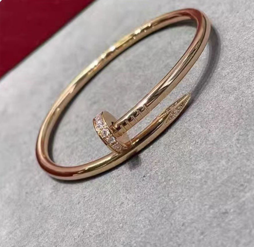 Precision Thick Plating Head and Tail Diamond Fashion Three-Circle Full Diamond Couple Bracelet