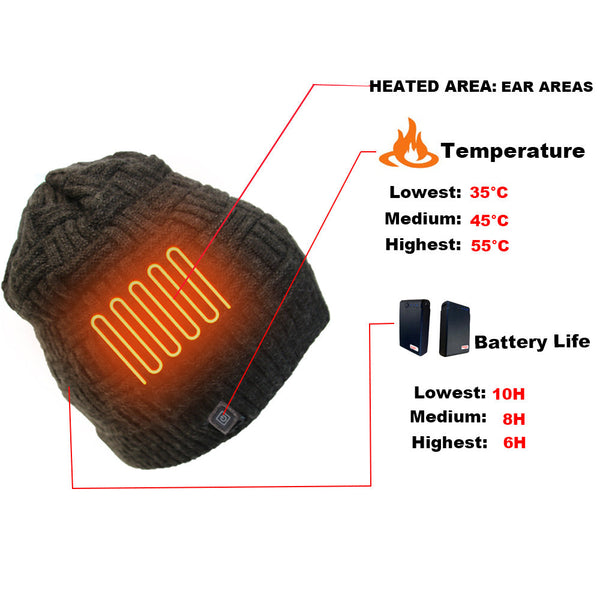 Knitted Thermal Cap Electric Heating Cap Outdoor Cold Proof Carbon Fiber Heating Cap