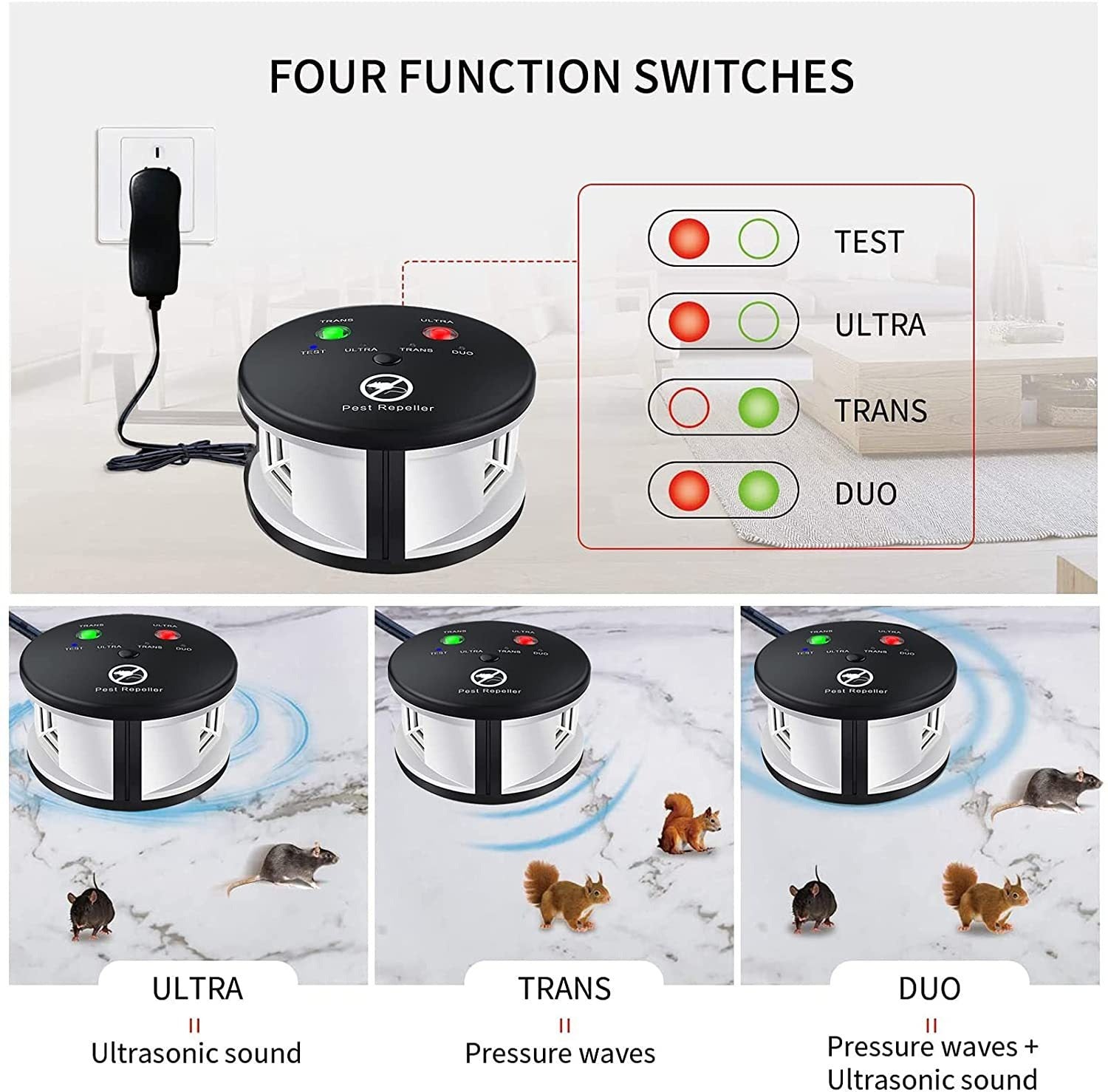 Ultrasonic Mice Mouse Repeller Ultrasonic Electronic Pest Control Rodent Rat Mouse Repeller Rodent Control Household Pest Garden