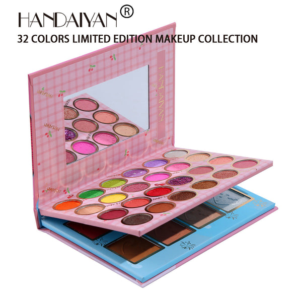 HANDAIYAN 32 Color Makeup Palette Eye Shadow + Blush Highlighter Makeup Set Set Box Pearl Matte Eye Shadow