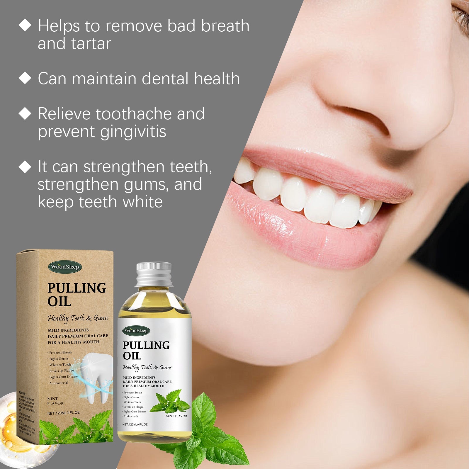 Woodsleep Coconut Mouthwash Fresh Breath Odor Gentle Care Clean Teeth Care Mouthwash