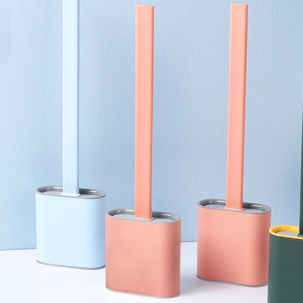 Creative Wall-Mounted Cracked Soft Glue Long Handle Imitation Silicone Toilet Brush Set Household Toilet Cleaning Brush
