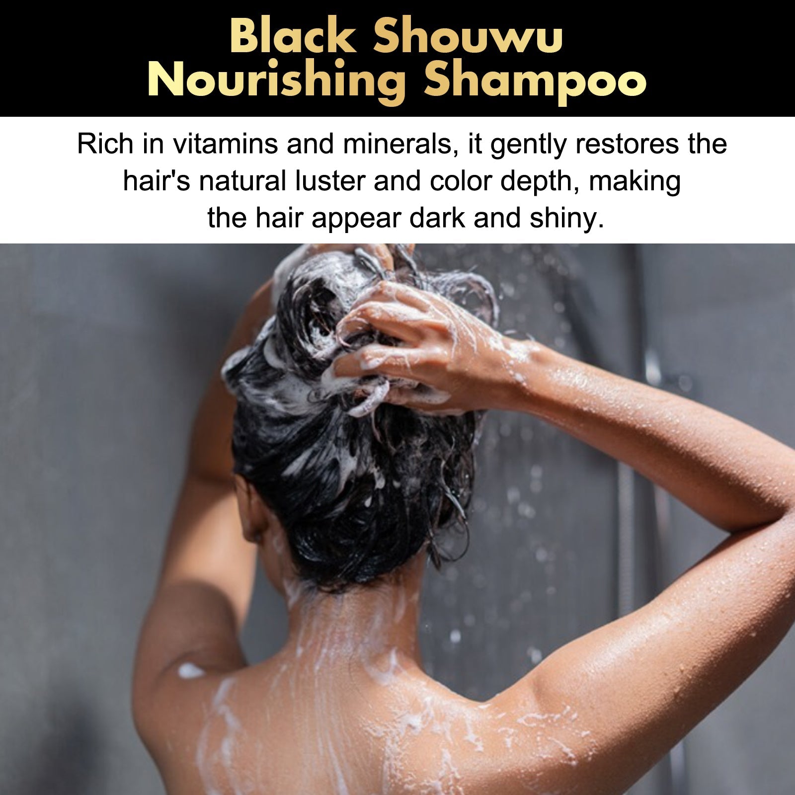 Black Ganoderma Multiflorum Shampoo Natural Black Hair Thick Moisturizing Scalp Soft Wash