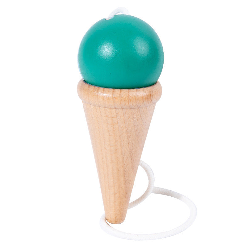 Hand eye coordination traditional toy wooden skill cup sensory integration training throwing and catching ball