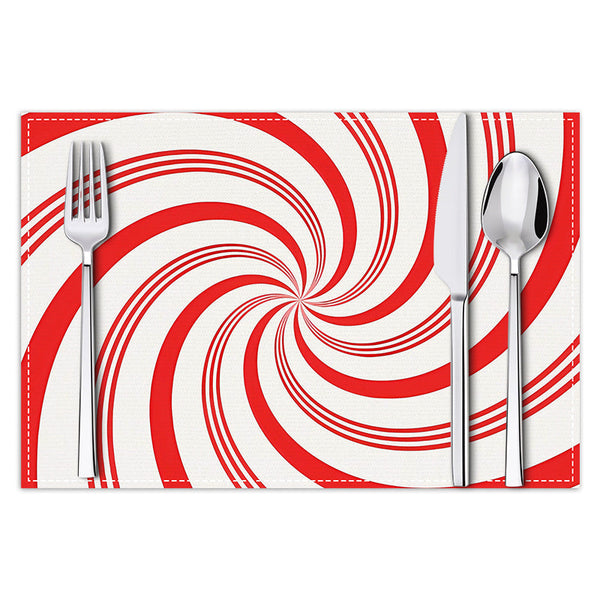 Christmas placemat red candy striped printed table mat holiday table decoration insulated mat coaster