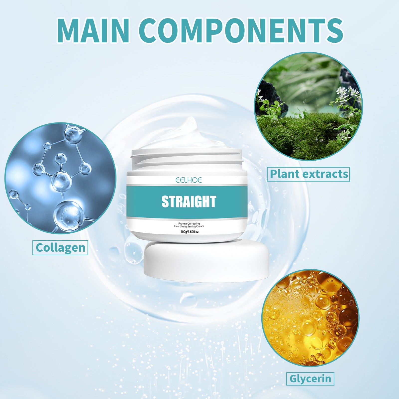 Collagen Hair Straightening Cream, Repair Damaged Hair To Smooth Frizz And Split Free Smoothing Cream