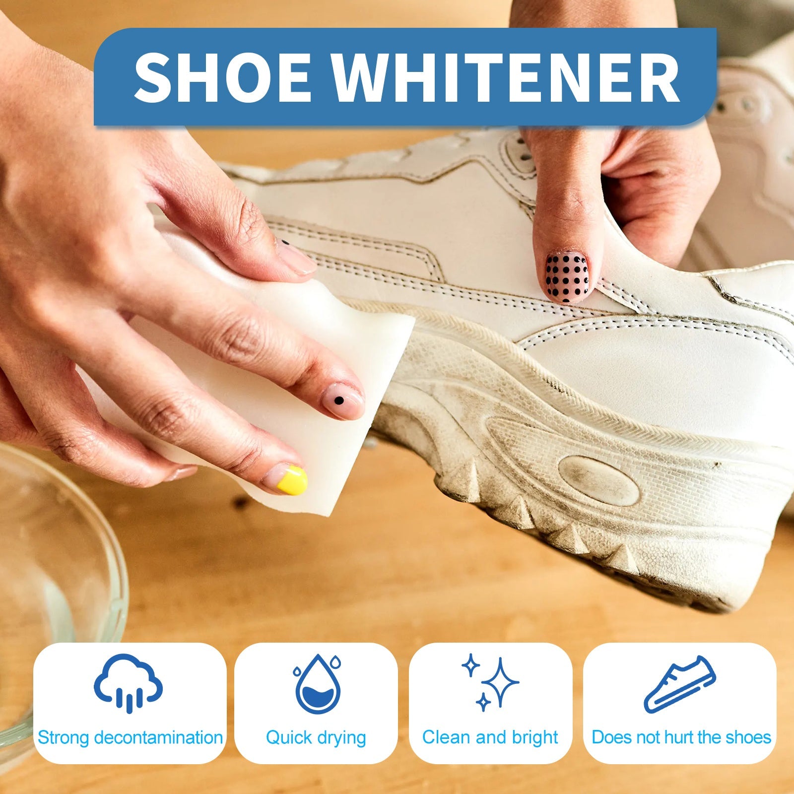 Shoe Brightening Cleaner, Remove Yellow Edge Decontamination Cleaning Whitening Small White Shoes Cleaning Shoeshine Agent