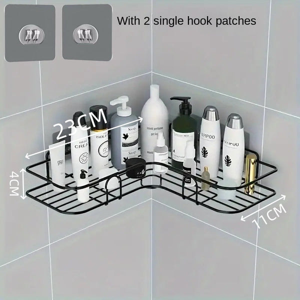 Bathroom Storage Rack Toilet Washroom Wall-Mounted Hole-Free Multi-Functional Iron Mesh Long Strip Organizer