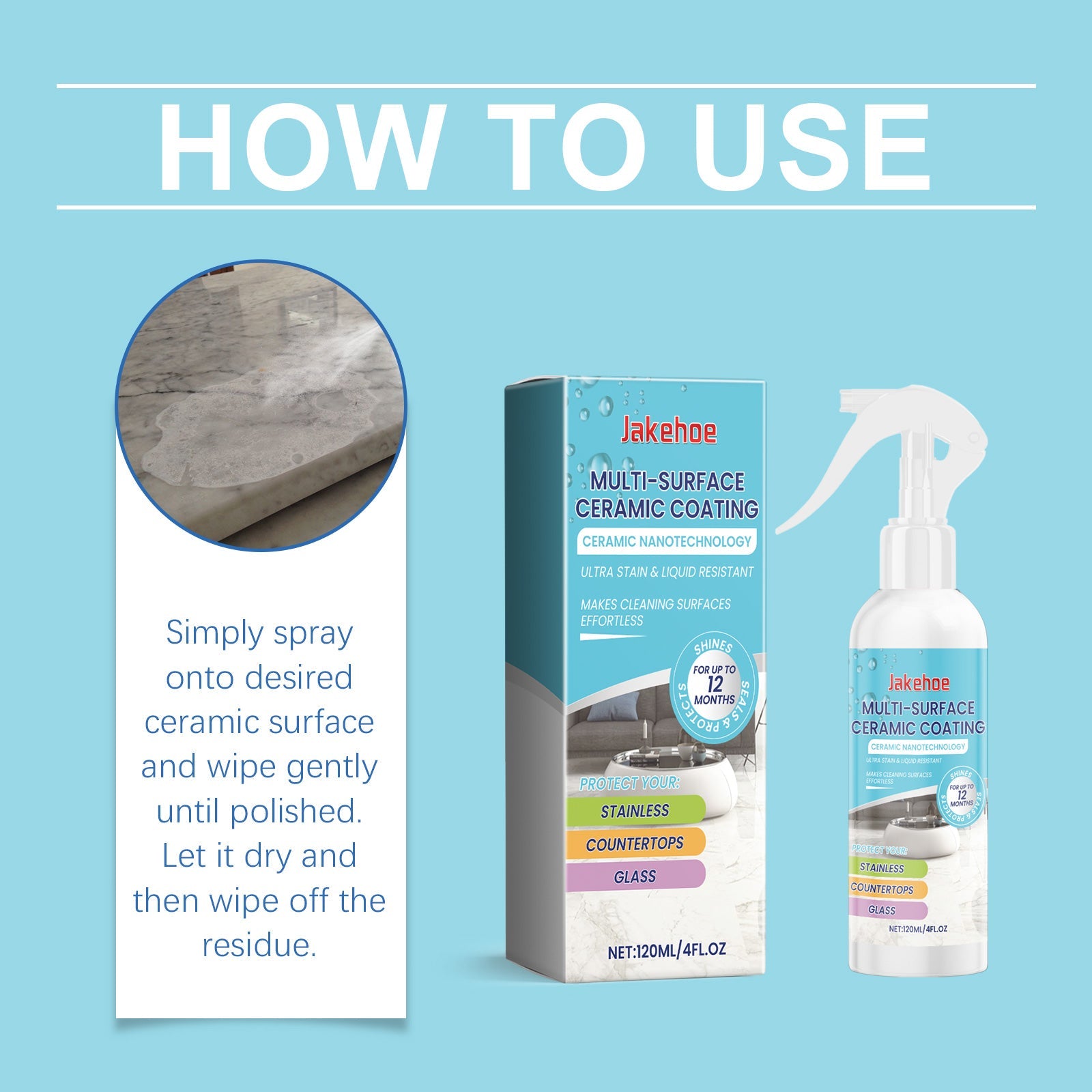 Home Ceramic Coating Spray Interior Tile Cleaning And Polishing Remove Wax Dirt Refurbishing Spray