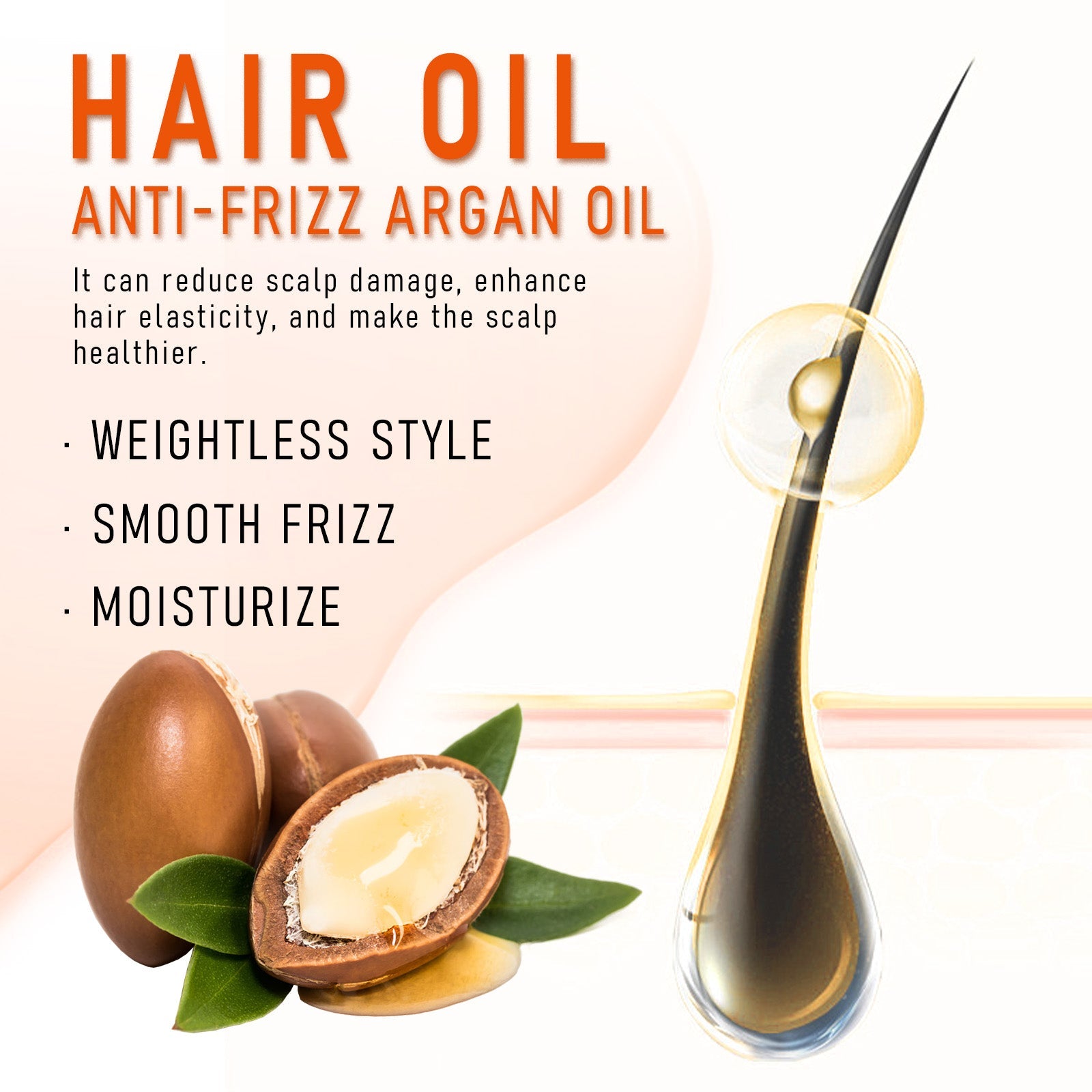 Hair Oil, Moisturize And Smooth Hair Care Repair Split End Dry Hair