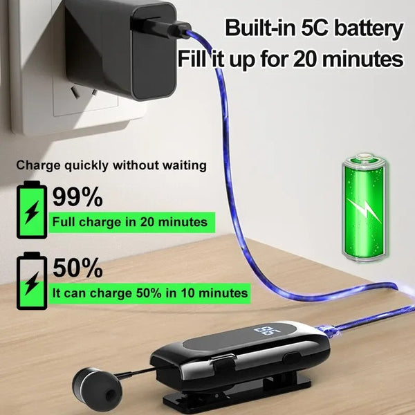 Business Sports Telescopic Cable Collar Clip 5.2 Smart Mini Bluetooth Earphones