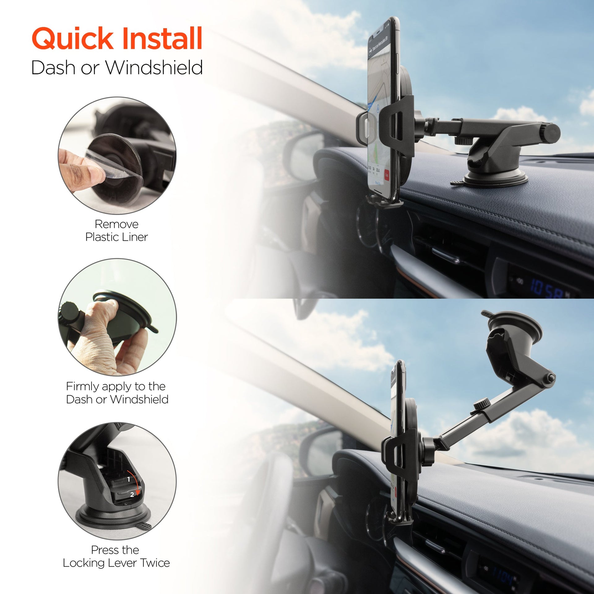 HyperGear 3-in-1 Phone Mount Kit Black (15289-HYP)