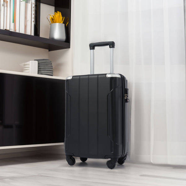 Hardshell Luggage Spinner Suitcase with TSA Lock Lightweight 20'' (Single Luggage) Black + ABS + 20 Inch Carry On