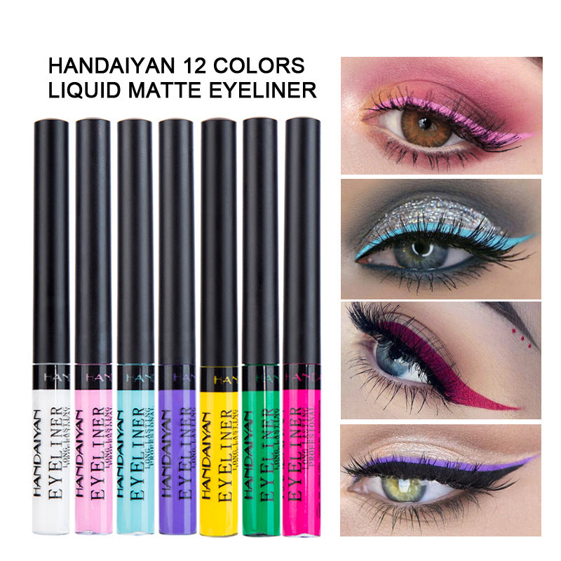 HANDAIYAN FDA Approved Color Matte Eyeliner Liquid Imitation Water 12-Pack