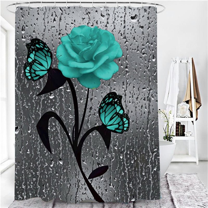 Hot HD Digital Printing Polyester Waterproof Polyester Flower Bathroom Hotel Shower Curtain