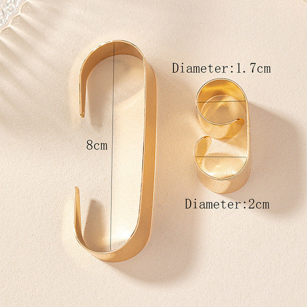 Geometric personality bracelet ring set for women, Japanese and Korean Ins style, simple and fashionable trendy jewelry