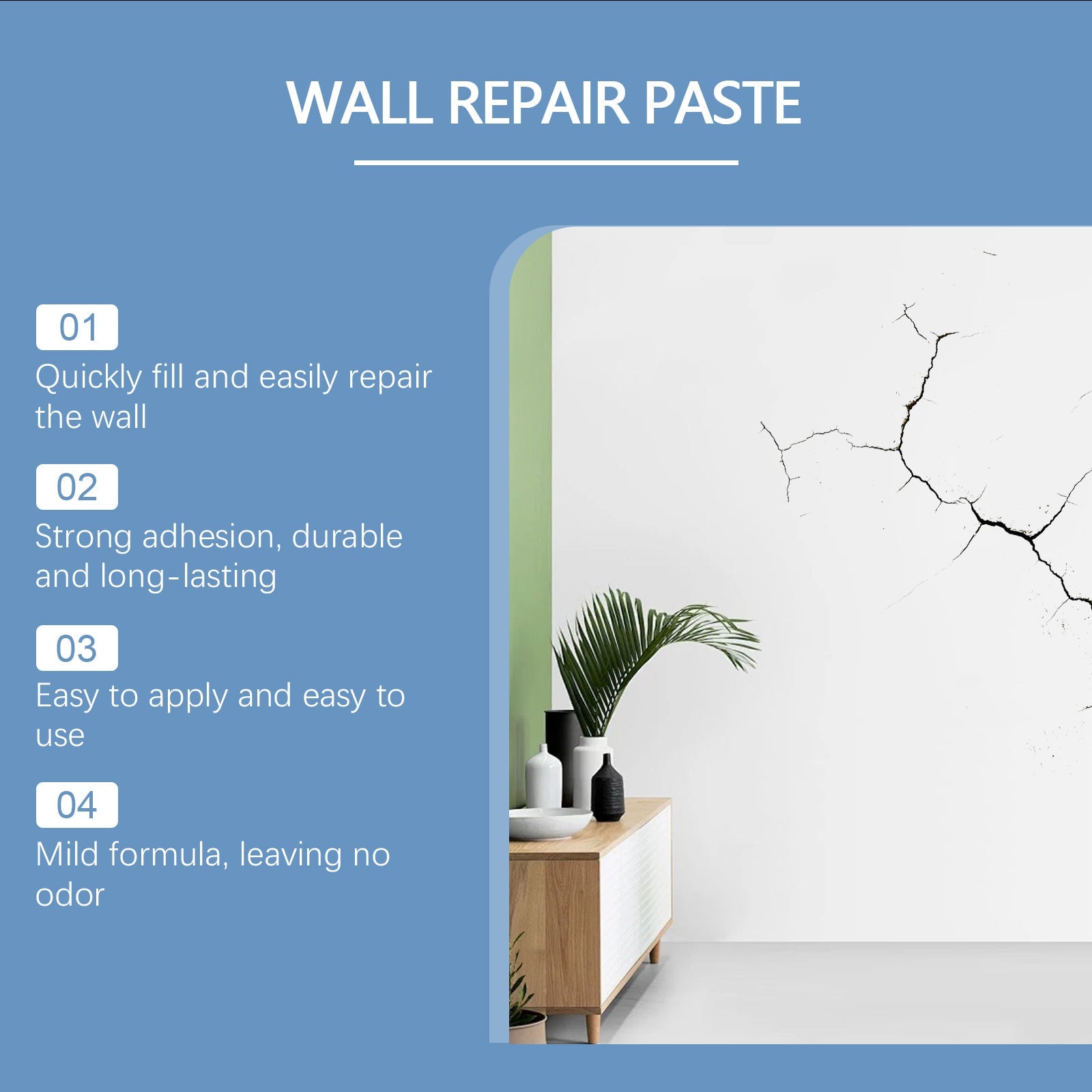 Home Wall Repair Paste, Wall Damage Scratches Dents Cracks Nail Holes Repair Wall Repair Paste