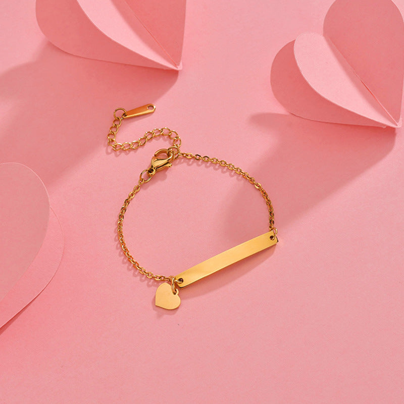 Stainless steel personalized engraved three color curved bracelet simple and personalized women's bracelet