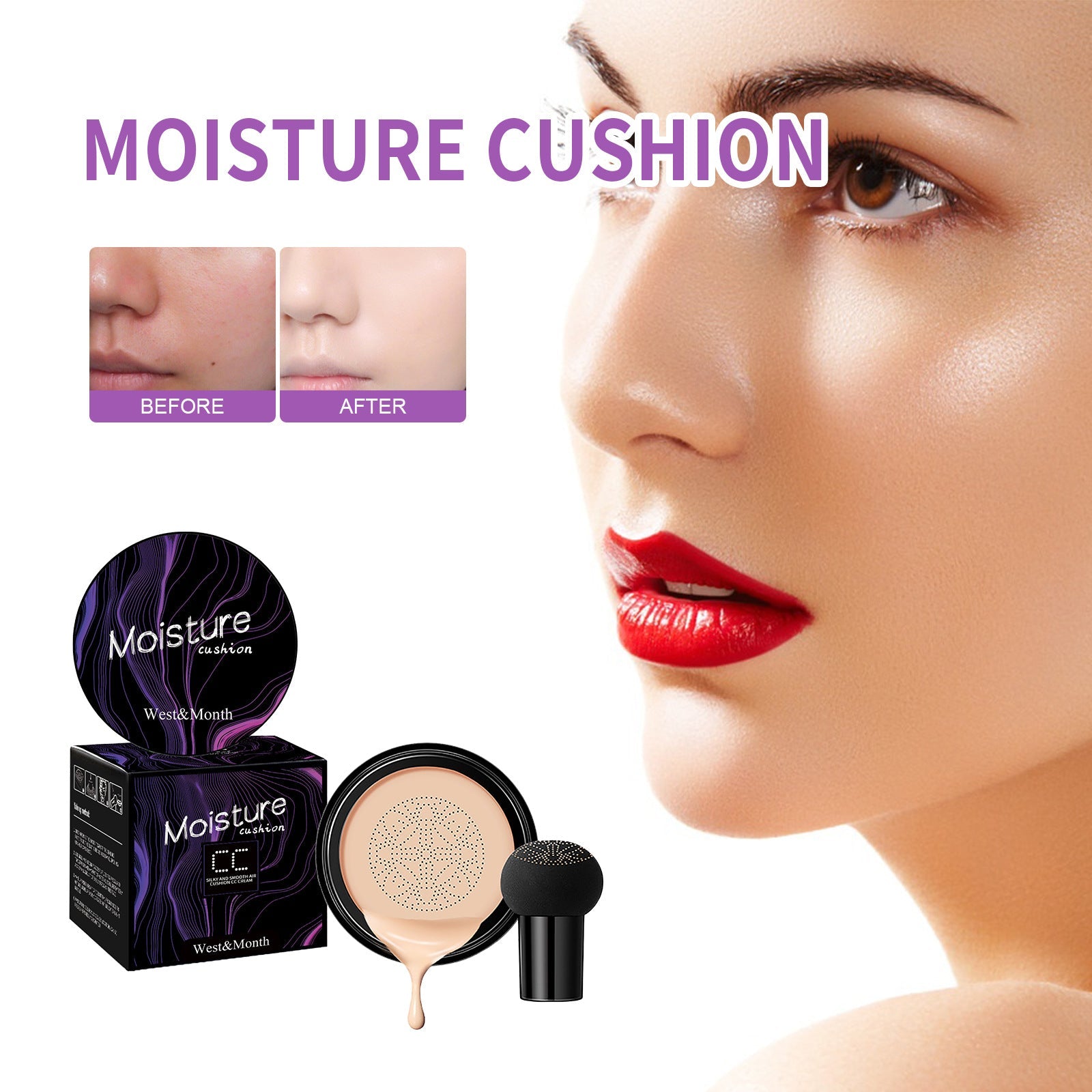 Mushroom Head Air Cushion, Moisturizing Concealer Natural Contortion Isolation Long Lasting Makeup Cream