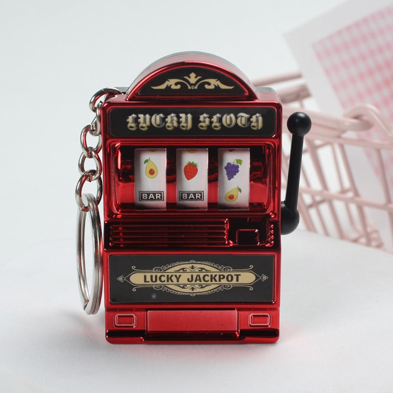 Mini fruit machine keychain pendant spinning machine game slot machine slot machine small toy lucky draw decoration