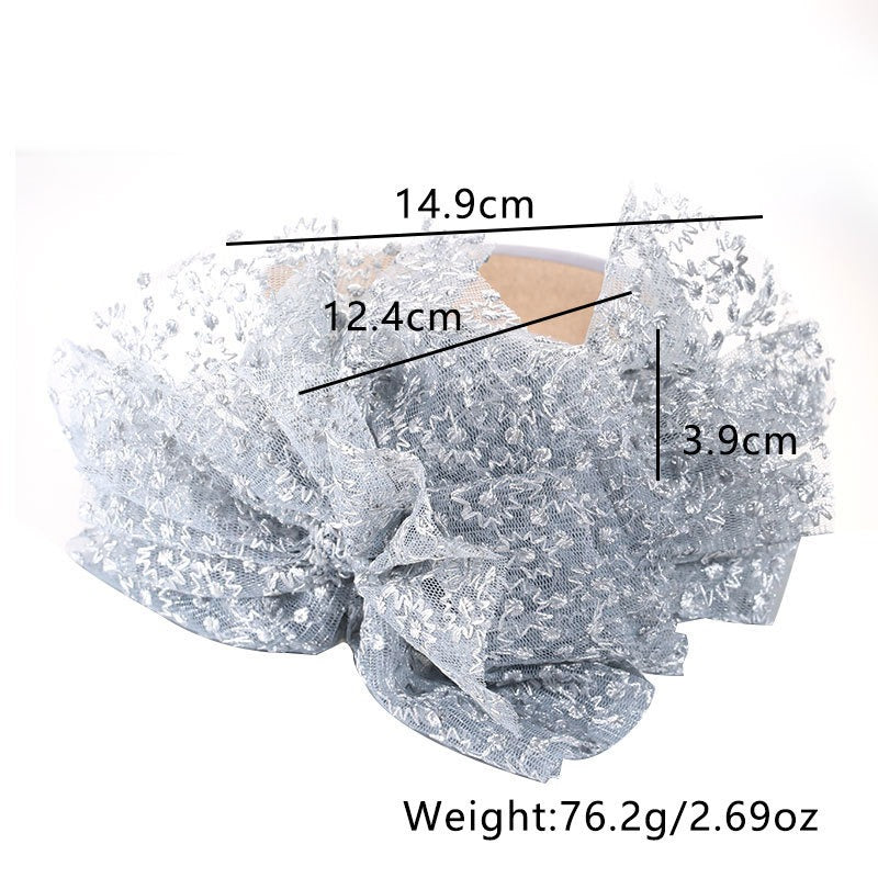 Fashionable lace embroidered polka dot oversized bow headband