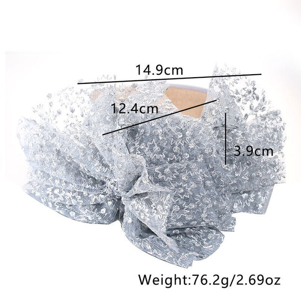 Fashionable lace embroidered polka dot oversized bow headband