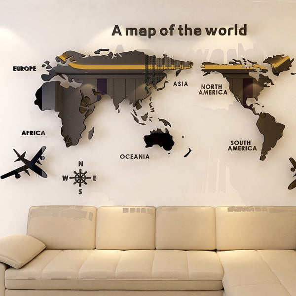 Creative Home Background Wall Stickers Acrylic 3D Wall Stickers Living Room TV Background M70- Map