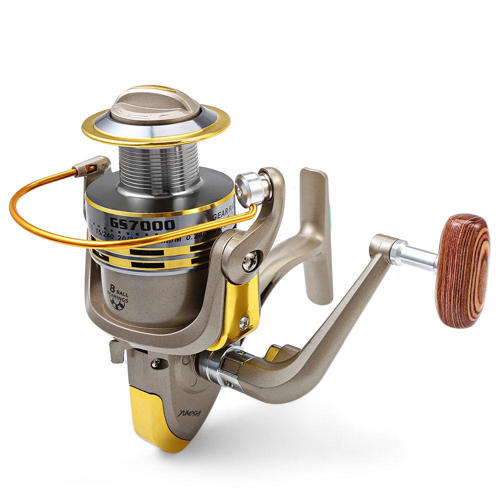 YUMOSHI 8 BB Fish ratio 5.1:1 1000-7000 Series Spinning Fishing Reel Crank Handle Carp Steering