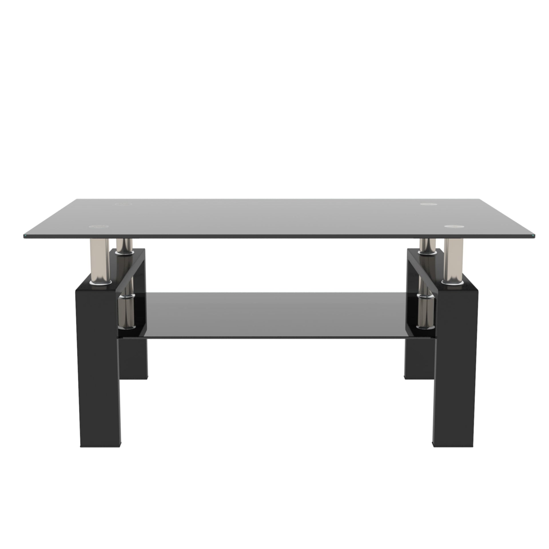 Rectangle Black Glass Coffee Table  Clear Coffee Table Modern Side Center Tables for Living Room Living Room Furniture