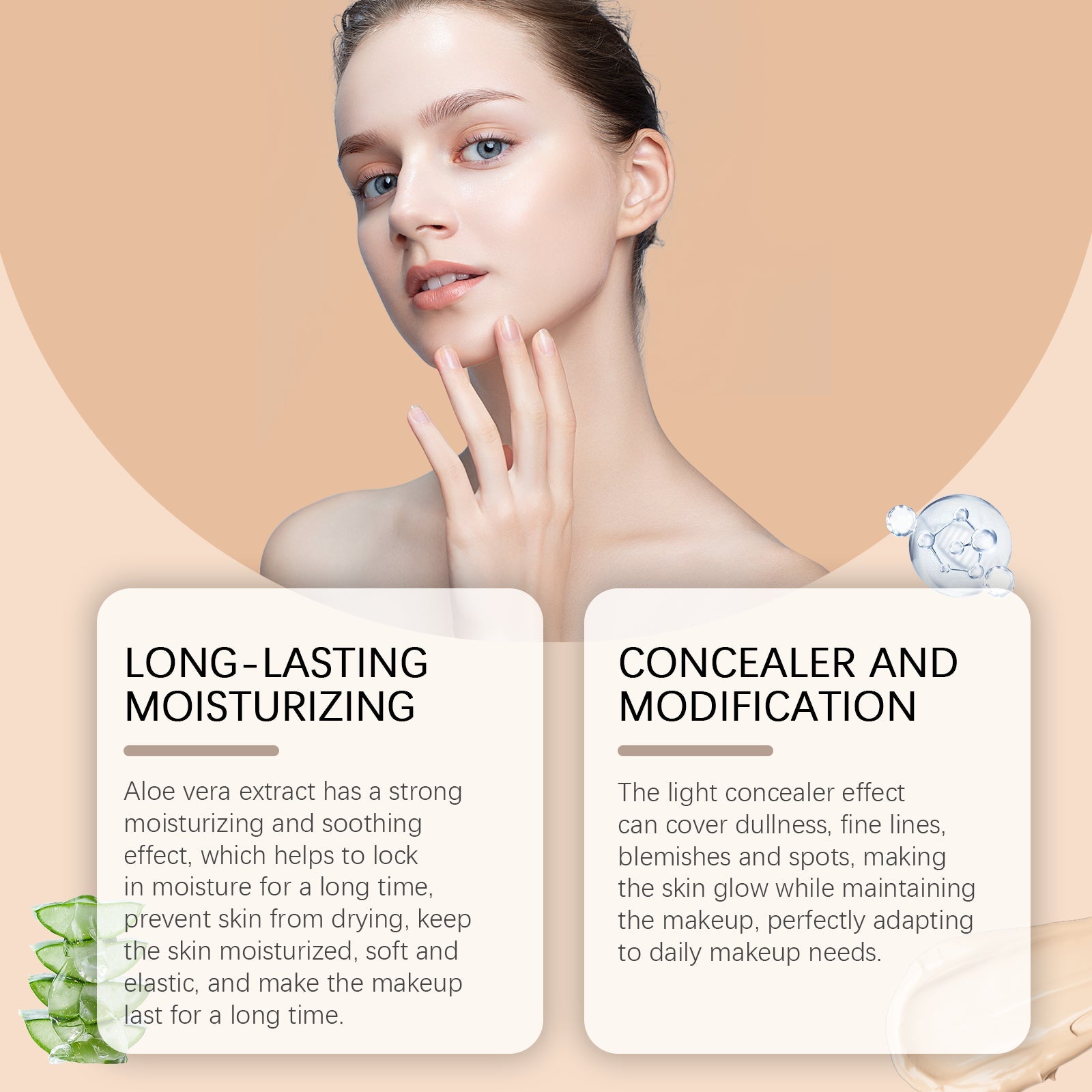 Moisturizing Concealer Foundation Light, Moisturizing, Brightening And Nourishing Skin Matte And Clear Oil Skin For Dry Skin