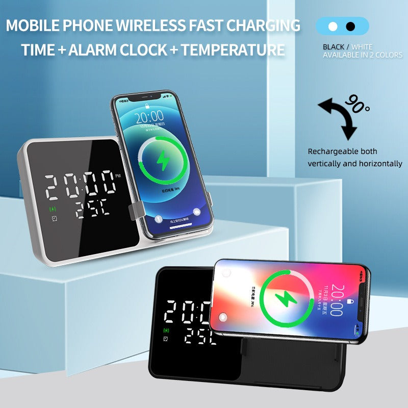 15W Mobile Phone Stand Wireless Charging Clock Alarm Clock Wireless Charging Temperature Gauge Wireless Charging