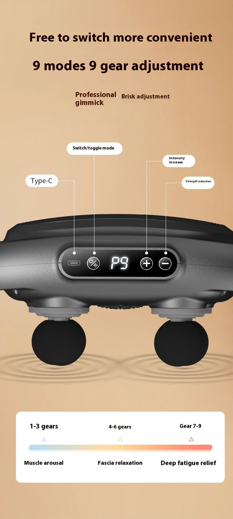 Vibrator Heated Fascial Gun Kneading Massage 6 Head Back Massage Gun For Muscles