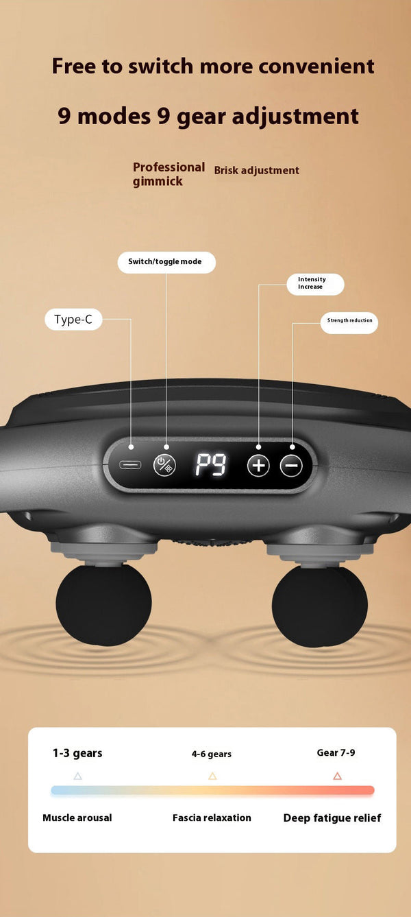 Vibrator Heated Fascial Gun Kneading Massage 6 Head Back Massage Gun For Muscles