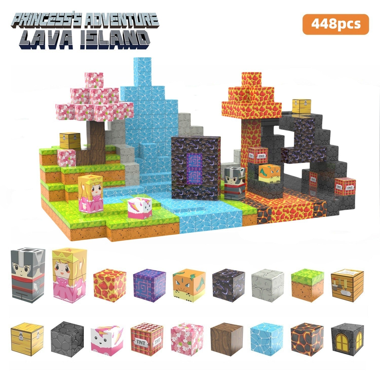 My Building World Magnetic Cube DIY Cherry Blossom Mountain Children's Educational Puzzle Assembly Toy Gift