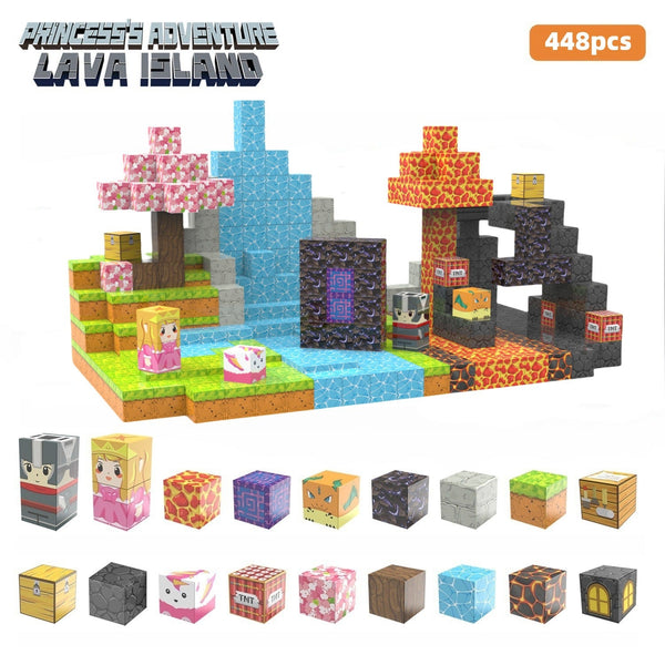 My Building World Magnetic Cube DIY Cherry Blossom Mountain Children's Educational Puzzle Assembly Toy Gift
