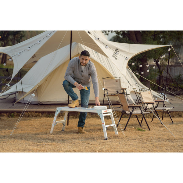 Work Platform Aluminum Portable Bench Folding Ladder ANSI Capacity 225 LBS 40