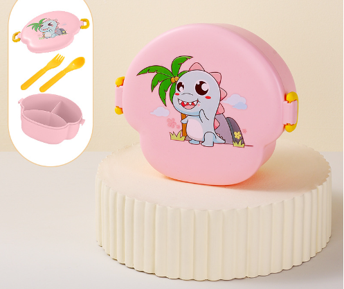 Cartoon cute microwaveable portable lunch box with buckle compartments