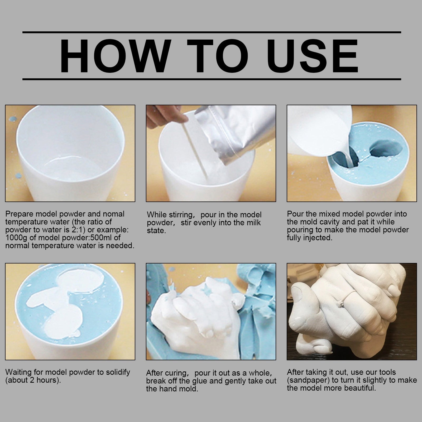 Hand Model Powder Set Model Diy Hand Souvenir 3d Clone Hand Model Toy Gift