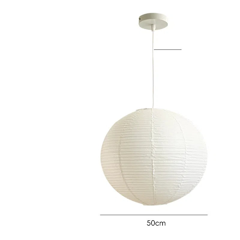 White Japanese style pendant light simple living room round rice paper round LED pendant light