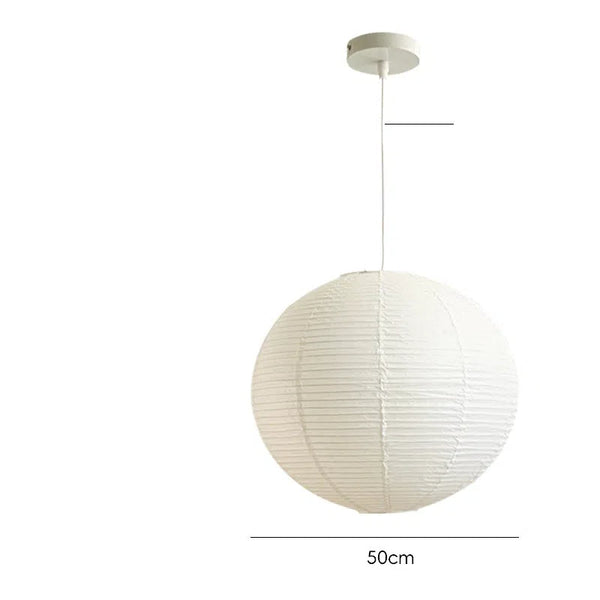 White Japanese style pendant light simple living room round rice paper round LED pendant light