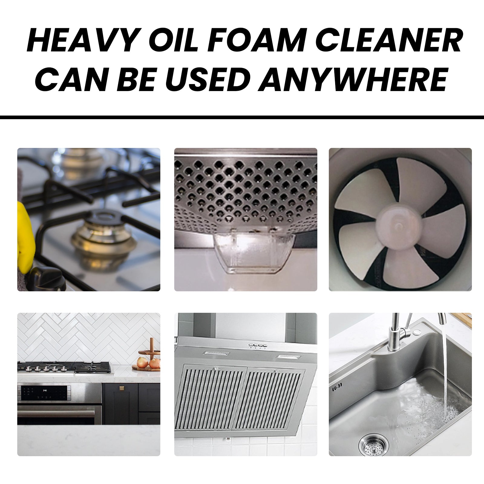Heavy Oil Foam Cleaner, Kitchen Stove Range Hood Wash Basin Oil Dirt Removal Cleaner