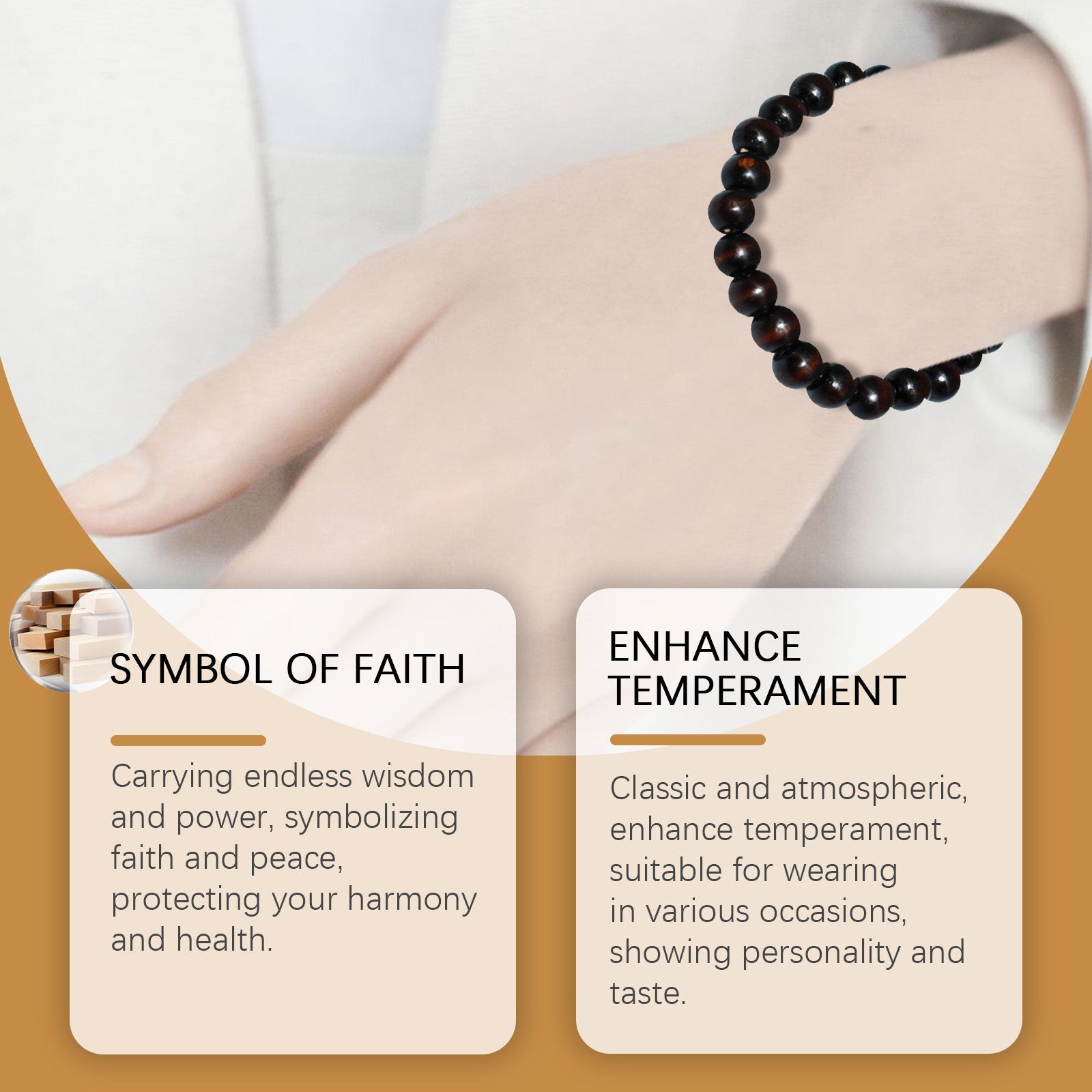 Black Coffee Wood Bead Bracelet Daily Hand Simple Fashion Everything With Niche Design Wood Bead Bracelet