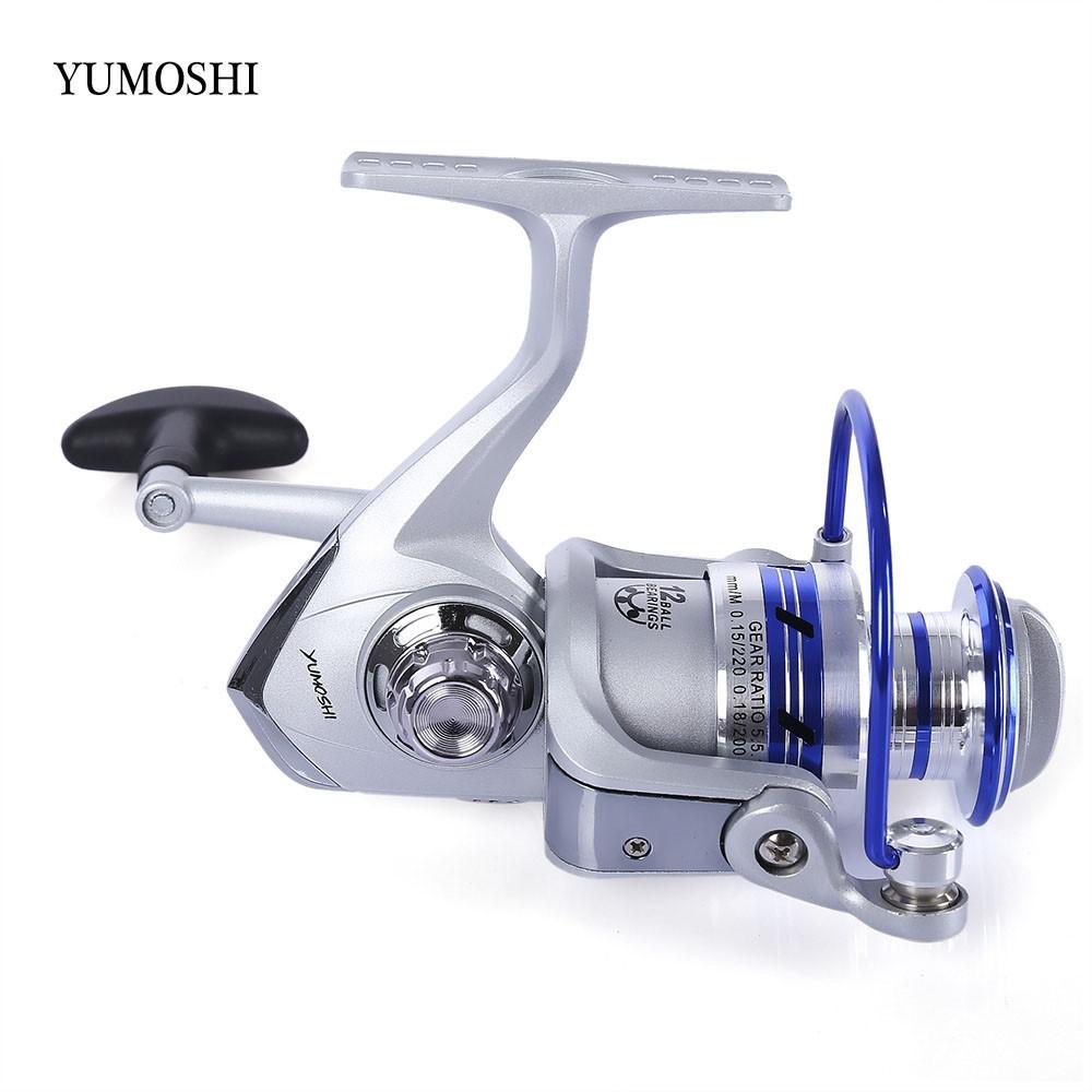 YUMOSHI AF1000-7000 12BB Gear Ratio 5.5:1 Half Metal Fishing Spinning Reel Machined aluminum Spool with Exchangeable Handle