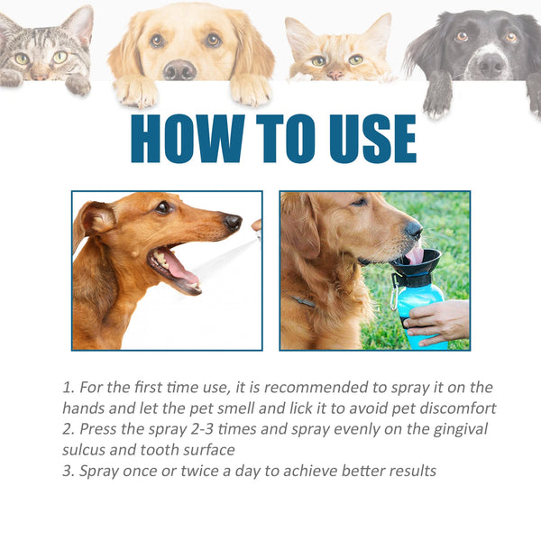 Pet Oral Cleaning Spray, Cats And Dogs Remove Tartar And Bad Breath Fresh Mouth Care Spray
