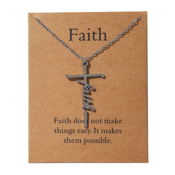 Faith Religious Gift Stainless Steel Cross Collarbone Chain Sweater Chain