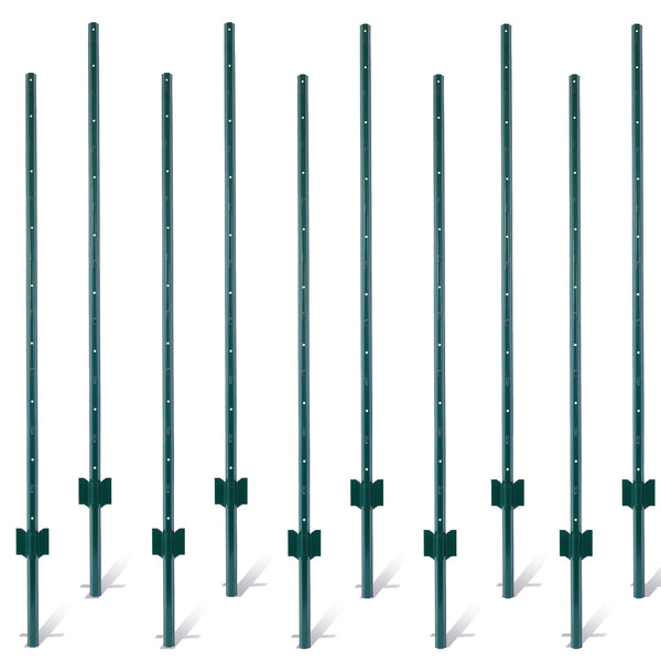 Fence post 3-foot-10 pack, heavy-duty metal fence post with U-shaped groove
