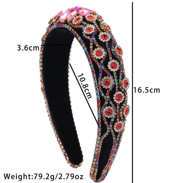 Claw inlaid colored glass diamond flower full diamond wide edge sponge head hoop